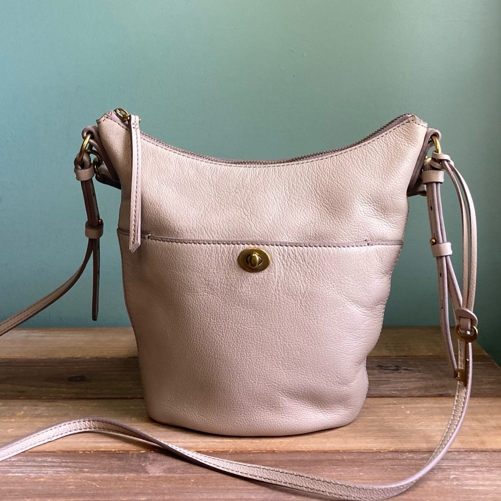 Fossil Cream Leather Crossbody Bag